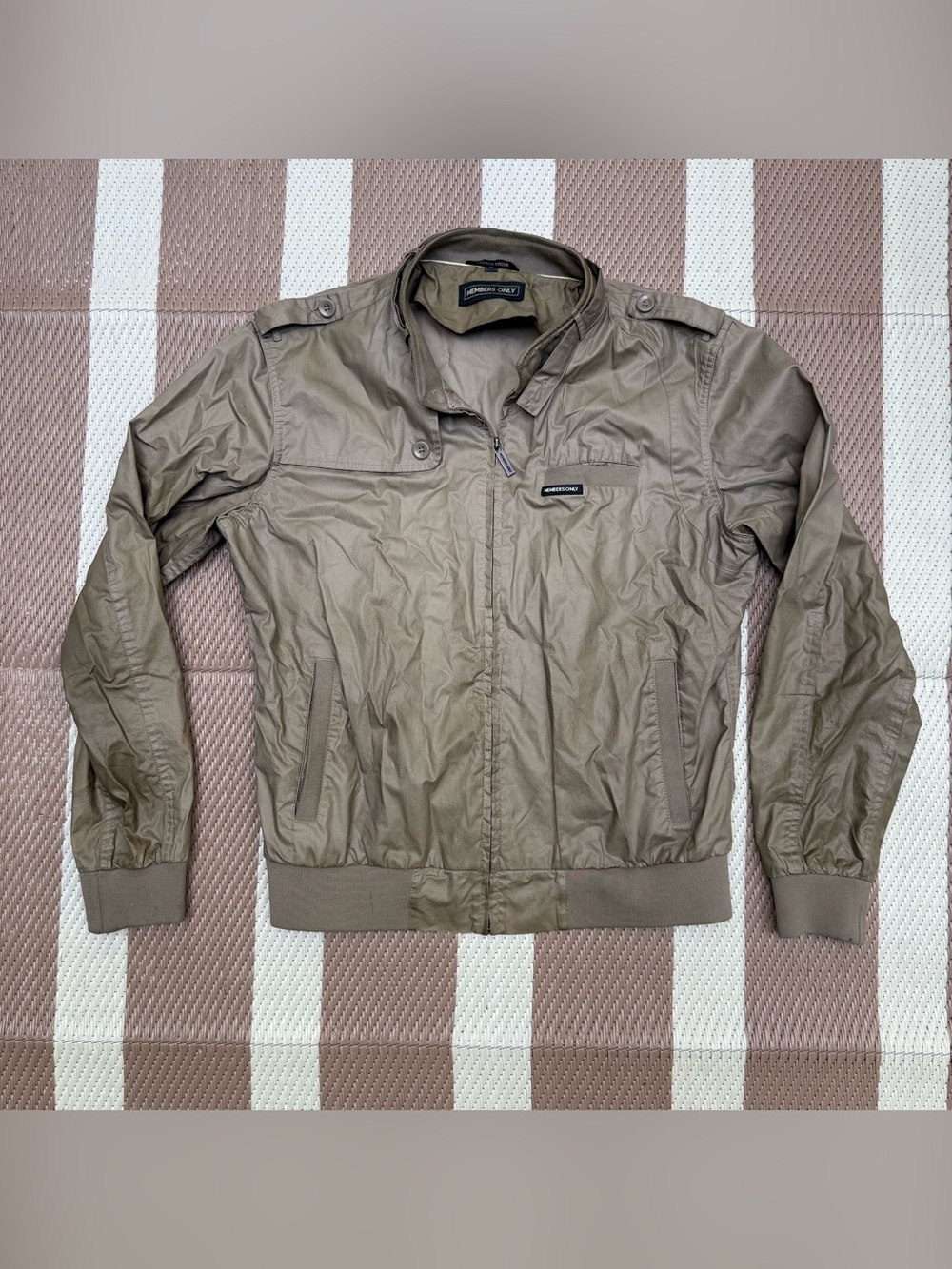 Members Only Taupe Lightweight Bomber Jacket